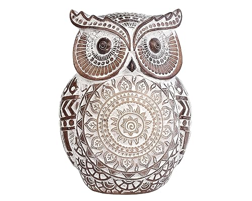 Adorable Owl Figurine for Shelf or Tray - Cute Chubby Owl Figurine Boho Decor for Shelf Desktop Cabinet Fireplace Mantel Bathroom Decor Accents (M)