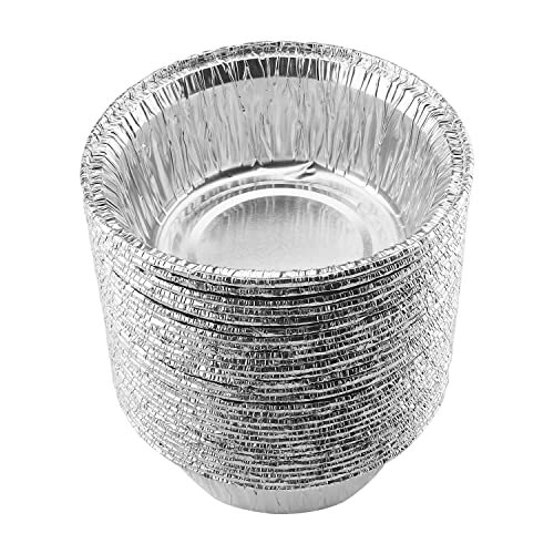 Image of Othmro 4.7 inchx1.7 inch(DiaxH) Aluminum Foil Food ContainersDisposable Takeout Pans, 100pcs Round Pans 250ml Aluminum Foil Pans for Cooking, Baking, Heating, Storing, Food Prepping