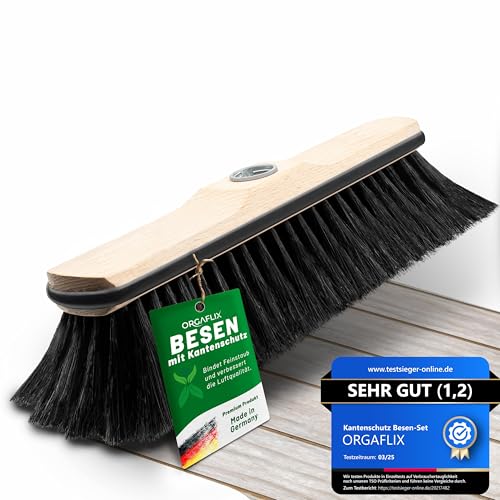 ORGAFLIX Premium Besen ohne Stiel Rosshaar mit Kantenschutz 28cm, extra staubbindend durch hochwertige Rosshaarmischung, Zimmerbesen, Kehrbesen ohne Besenstiel, Rosshaarbesen, Made in Germany