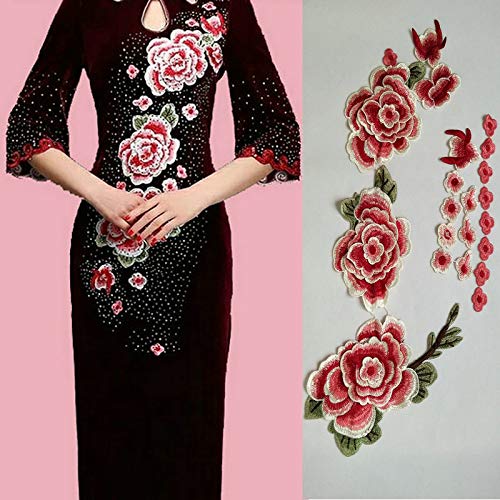 1 conjunto de aplique de renda floral com bordado de renda floral e flor de ameixa comprida para cos