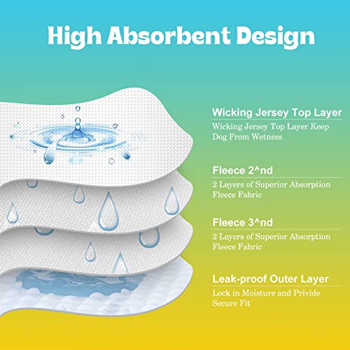 Image of NOYAL Washable Dog Diapers Female Reusable High Absorbency Leak-Proof Rose Pattern Doggie Diapers 3 Pack