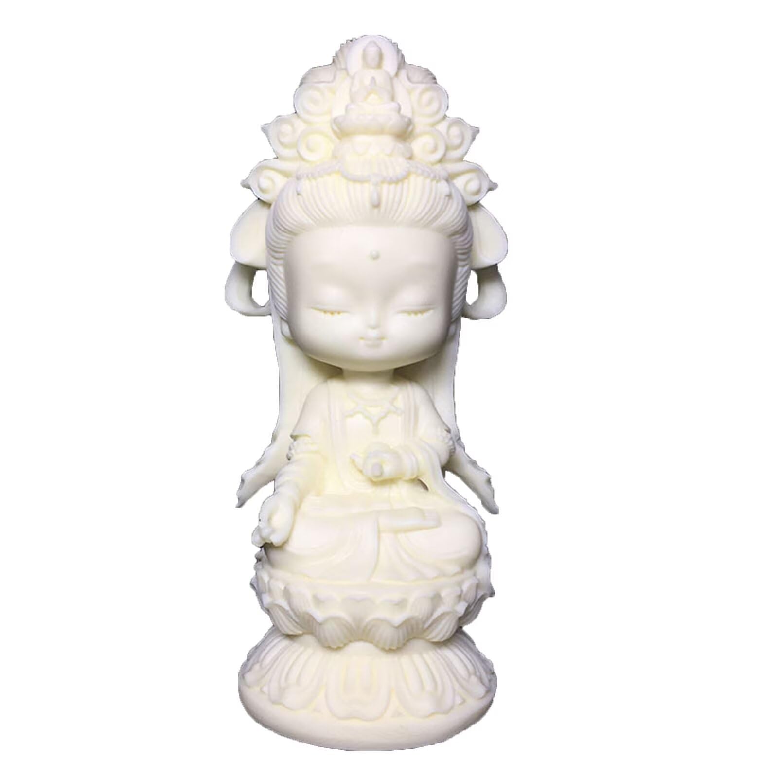 oarehol Quan Yin Statue,Mini Cartoon Guan Yin Statue Sculpture Home Office Feng Shui Decor,Cute Kuan Yin Statue Female Buddha Statue Zen Decor