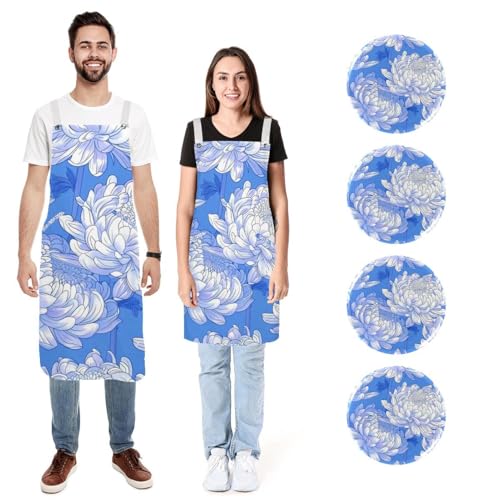 Tablier pivoine blanche pour cuisiner à deux sans se tacher le week-end