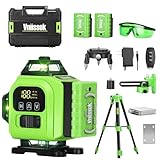 16 Line Laser Level 360 Self Leveling, 4x360°Professional 4D Green Cross Line laser Level with 2 Batteries,for Construction and Picture Hanging, Horizontal Line leveler Tool (Green)