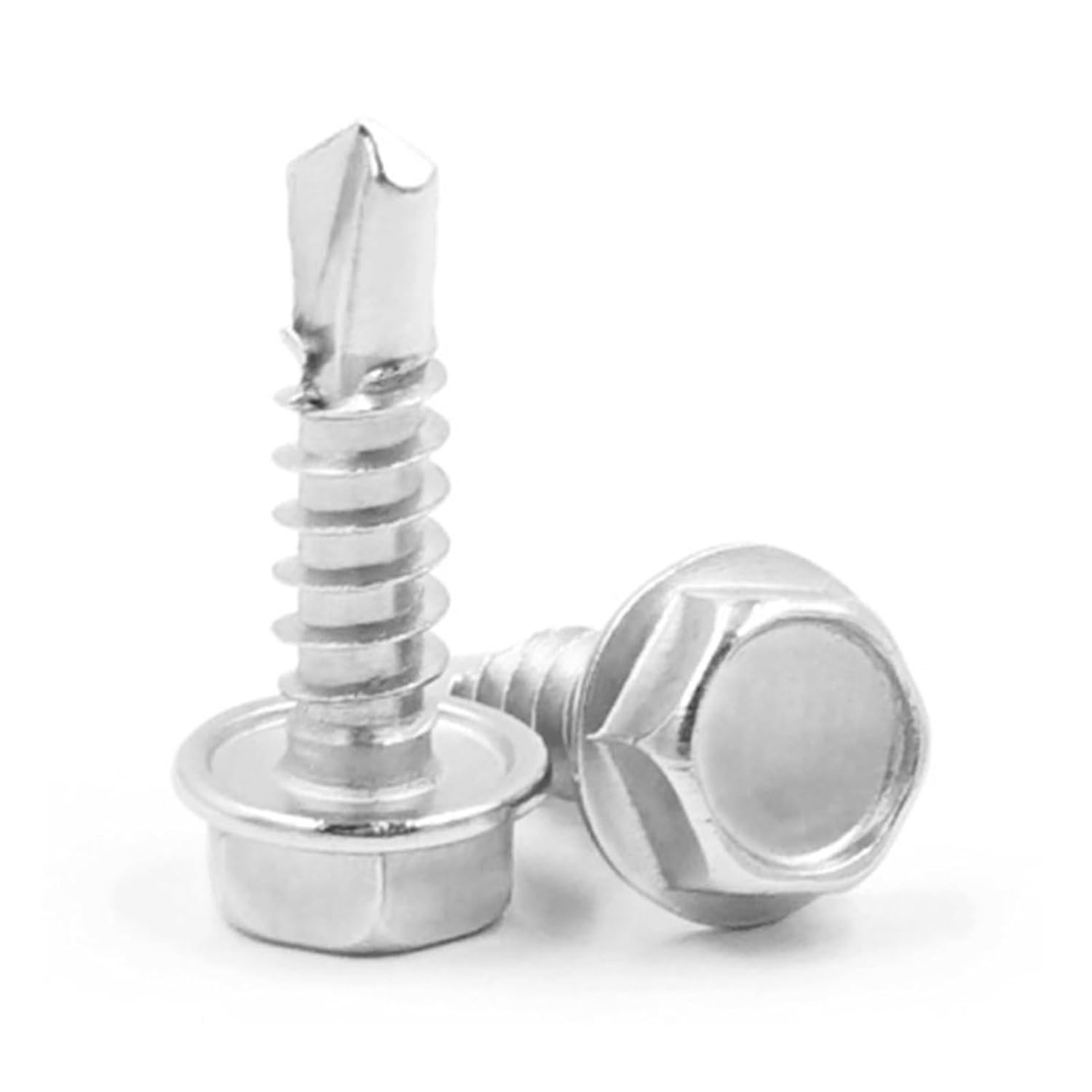 Wkręty samowiercące do dachów, 100 szt. Stal nierdzewna 410 M4.8 Długość 13~75 mm samogwintujące z łbem sześciokątnym Metalowe wkręty 1 gniazdem(M4.8 * 75mm)