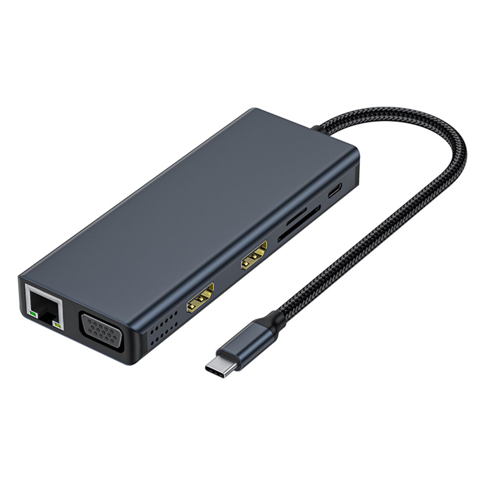Docking Station Adattatore per Doppio Monitor Adattatore USB C 12 in 1 con VGA Gigabit Ethernet 4 Porte USB 3.0 Lettore schede Docking Station Multifunzione