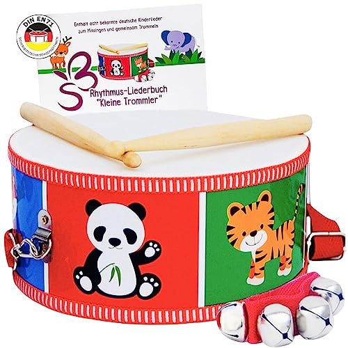 SCHMETTERLINE® | Kindertrommel – Trommel aus Holz inkl. Glockenarmband,...