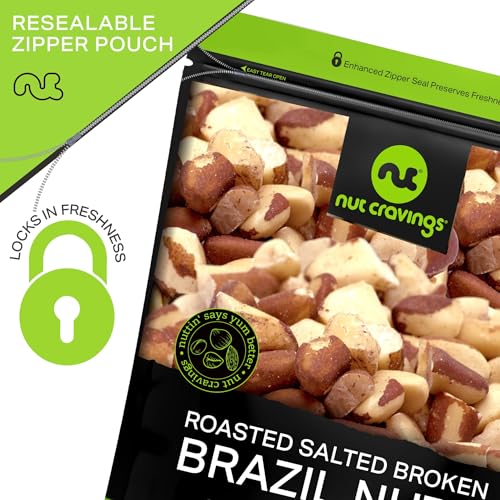Image of NUT CRAVINGS - Roasted & Salted Broken Brazil Nuts - No Shell, (32oz - 2 LB) Bulk Nuts Packed Fresh in Resealable Bag - Healthy Protein Food Snack, Food Assortments