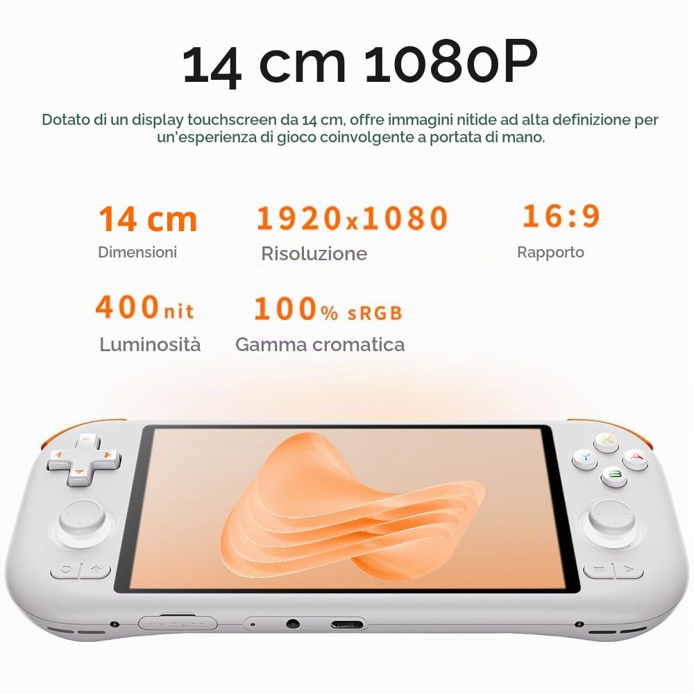 MANGMI AIR X Console di gioco portatile Android, Snapdragon 662, schermo IPS FHD 1080p da 5,5 pollici, 4 GB+64 GB, joystick e trigger RGB effetto Hall, batteria 5000 mAh, Android 14 per giochi retrò e