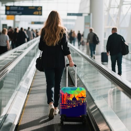 Image of WUJIAONIAO Travel Luggage Cover Baggage Suitcase Cover Protector Skins 18-32 Inch, City, L (for 25--28 inch luggage), Fashion