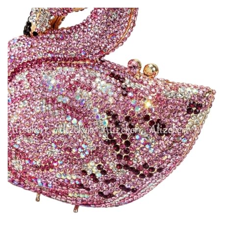Bolsos de noche diamantes con forma de cisne brillante para bodas 4