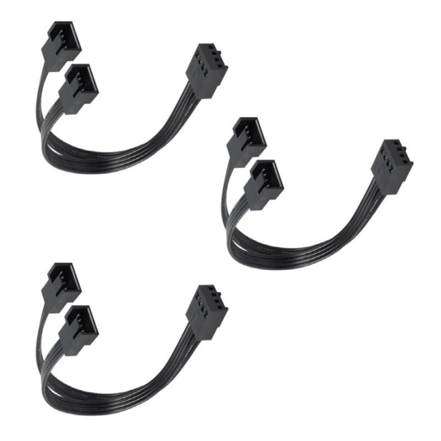 4Pin Computer PWMs Fan Extension Cable 1 to 2 Ways Splitter Black Sleeved 13cm Extension Cable Connectors PWMs Fan Splitter