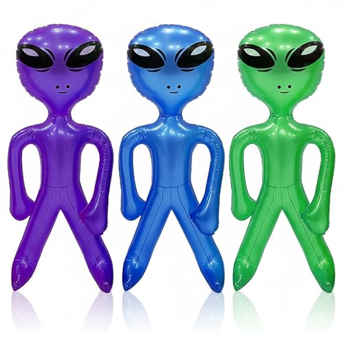 45cm Inflatable Alien Balloon in Purple Blue & Green