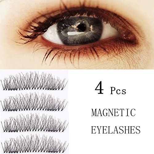 Dual Magnetic Eyelashes - 1 Pair (4 Pieces) 3D False Eyelashes Wispy lashes Reusable Clear Band False Lashes Comfortable Handmade Eyelashes for Natural Look Perfect for All Kind of Eyes (MG021)