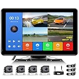 4 Channel Backup Camera System,10.1 Inch IPS Reversing Monitor with Rear Side View 4 AHD Camera 1080P IR Night Vision DVR Recording Backup Heavy Duty Camera for Trucks/Bus/Trailer/RV