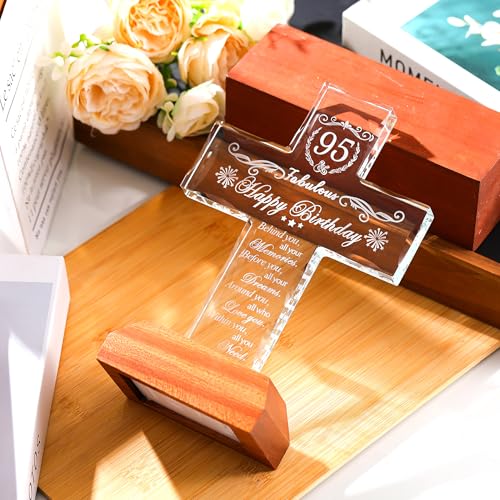 Cruz de cristal de pie con base LED de madera para decoración religiosa 3