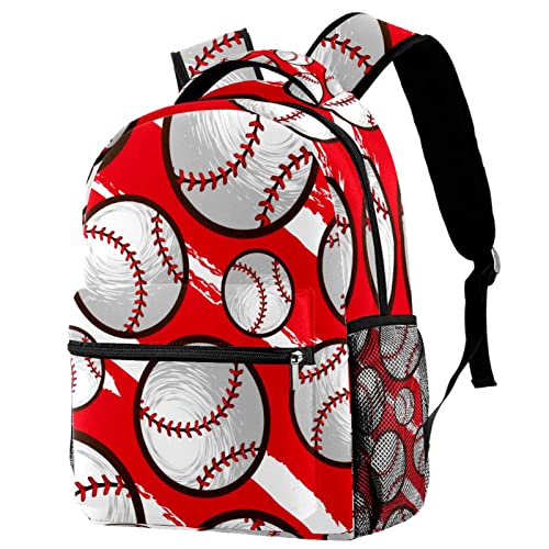 Sac à dos de voyage avec porte-bouteille ergonomique et motif baseball pour loisirs campus