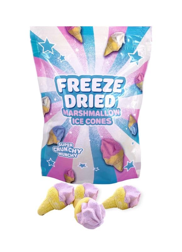 DUCAVAL | Heladitos de malvavisco Liofilizados, 42g, Crujientes, Forma de Cucurucho de Helado, Comida de Astronauta, Chuche Lioflizada