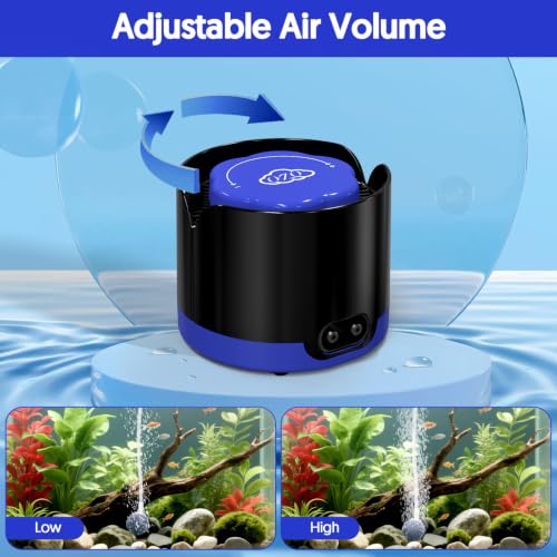 Image of QZQ Aquarium Air Pump, Quiet Fish Tank Air Pump with Dual Outlets, Powerful Adjustable Oxygen Pump with Accessories, Aquarium Bubbler Aerator for Fish Tank Up to 40 Gallon (2.5W)