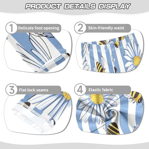 Toddler Girls Leggings Printed Yoga Pants Leggings White Daisy Bee for Kids3