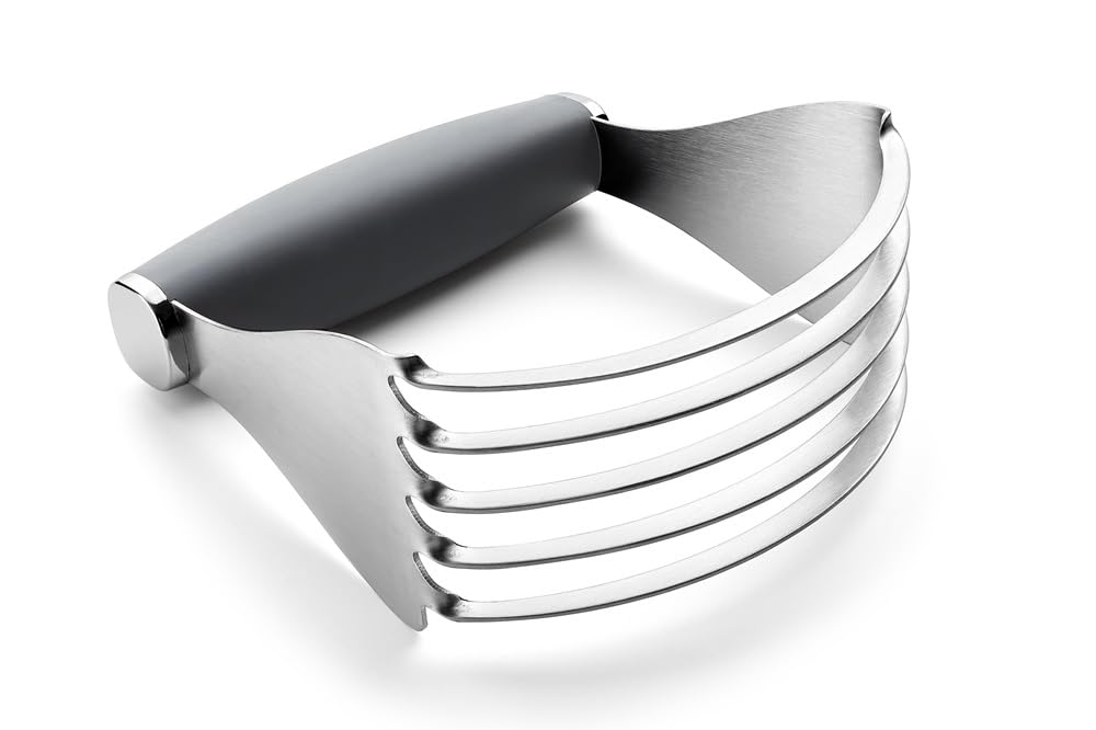 Spring Chef XL Stainless Steel Pastry Cutter Tool for Baking - Heavy Duty Dough Blender - Butter & Dough Cutter Tool with Sharp Blades - Pastry Blender for Easy Mixing - Dishwasher Safe - Gray