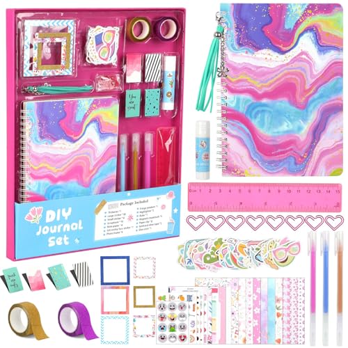 GROFIS Kit di Diario Fai-da-te, Scrapbooking Kit, Forniture per Album di Ritagli, Arti e Mestieri per Bambini Adolescenti, Regali di Compleanno per Ragazze di 8 9 10 11 12 13 14 Anni