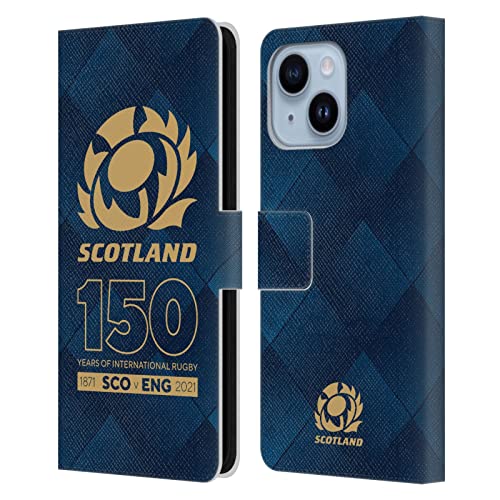 Étui portefeuille iPhone 14 Plus protection cuir clapet Scotland Rugby