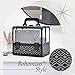 Joligrace Makeup Box 10 Inch Cosmetic Train Case with Clear Acrylic Shell Jewelry Organizer with 3 Tiers Trays, Mirror and Brush Holder Lockable Portable Travel Cosmetic Display Case Black Geometry
