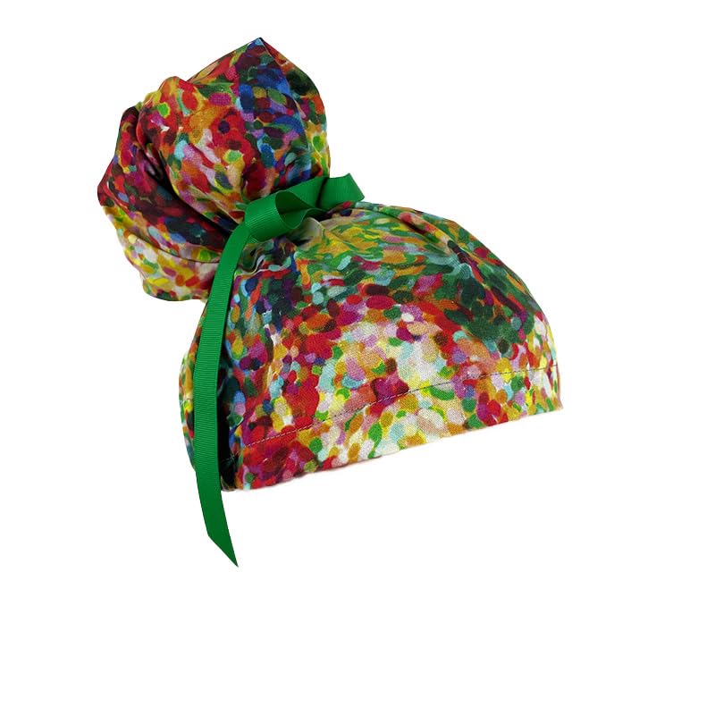 GenericHigh Bun Ponytail Scrub Caps – Impressionist Floral in Multi - Scrub Hat for Women - Nurses Hats - Dr. Hats