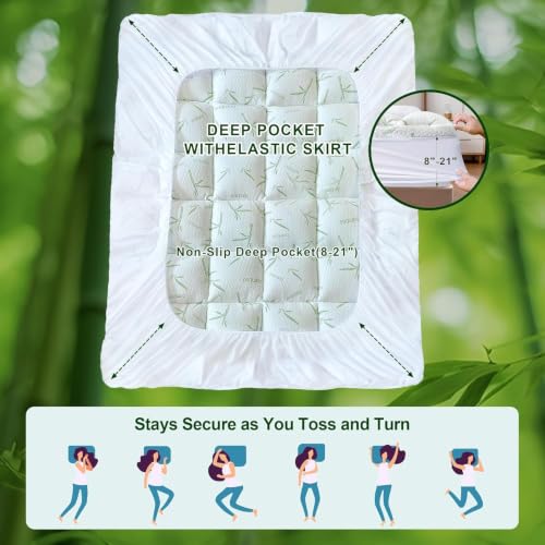 4 Inch Mattress Topper Memory Foam Cooling Bamboo Full Size - image 7