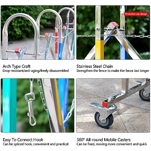 Barricada de Acero Extensible - Barrera de Seguridad retráctil para accesos y Control de tráfico - Ideal para centros comerciales, garajes, Eventos al Aire Libre y soluci