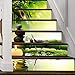 A.Monamour Pegatinas de Escalera Autoadhesivos 3D Zen Verde Bambú Vela Agua Spa Piedra Vinilo Impermeable Pegatinas de Pared Adhesivos Etiquetas Pegatinas de Baldosas DIY 6PCs