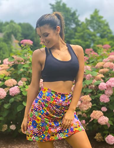 Fulbelle Tennis Skirts for Women, Golf Skirt with Pockets Athletic Skorts Activewear Womens Skorts for Summer High Waisted Running Skort Colorful Flower Medium - Thumbnail 5