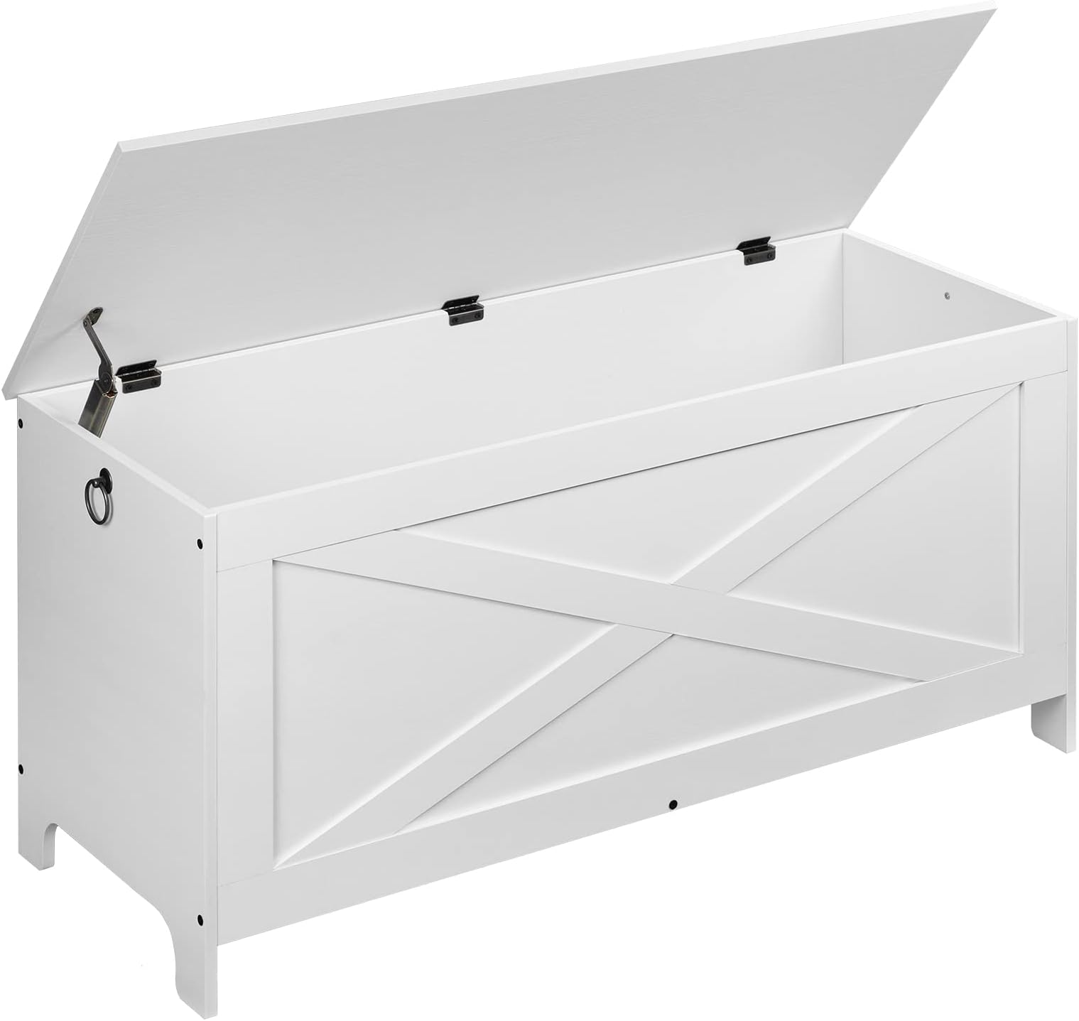 MAHANCRIS 39.4" Toy Chest, Sturdy Entryway Storage Chest with Safety Hinges, Retro Toy Box, Wooden Look Accent Furniture for Living Room, Bedroom, White SCWT48101Z1