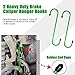 RoadandLord 8 Pcs Green Brake Caliper Hangers, Brake Caliper Hooks, Brake Caliper Hanger Hook Brake Caliper Hooks with Rubber Tips, Stainless Steel Hook/Hanger - 8 Pack (Green)