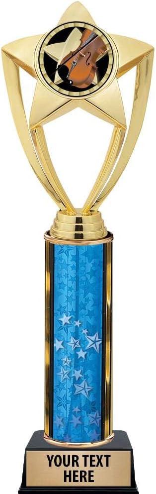 Crown Awards Violin Trophies, 11" Gold Star Violin Music Trophy with Engraving Included Prime
