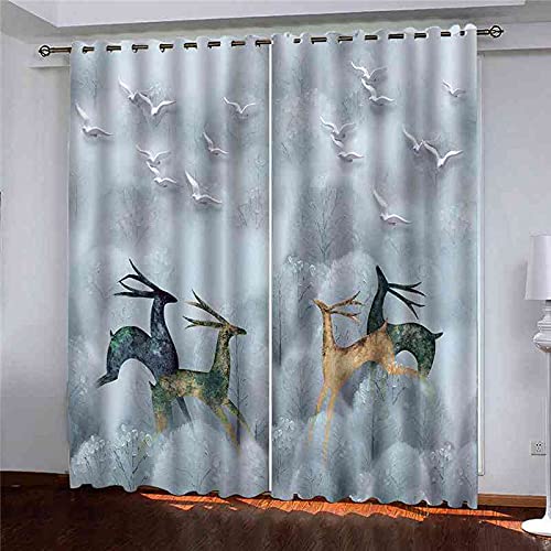 Rideaux isolants thermiques et phoniques occultants forêt wapiti salon
