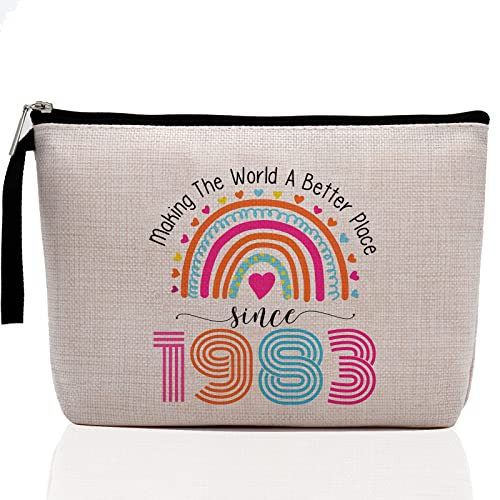 Hanamiya Na 40Th Birthday Gifts For Women-Making The World A Better Place Since 1983, 40 Years Old Makeup Bag For Her, Friend, Mom, Sister, Wife, Aunt, Coworker Boss #TOP20