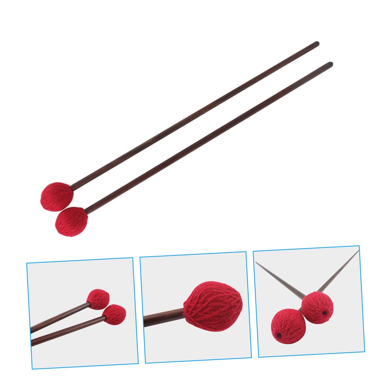 Alasum Mazos de Marimba Mango Cabeza de Hilo para Marimba y Instrumento de Lengüeta Accesorio de Percusión Musical para Instrumentos de Percusión