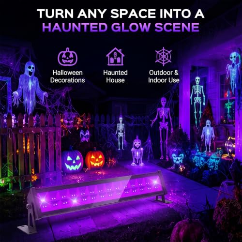 Image of T-SUN LED Black Light Bar, 40W Blacklight Bars for Halloween Decor Display | Blacklight Bar with 5ft Cord, Black Lights for Glow Party, Fluorescent Poster, Game Room, Stage Lighting, Covers 22x22ft Area