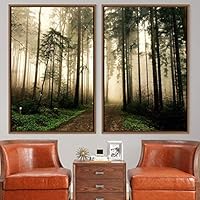 2 Piece Framed Canvas Wall Art Rustic Woods Canvas Prints Home Artwork Decoration for Living Room,Bedroom - 16