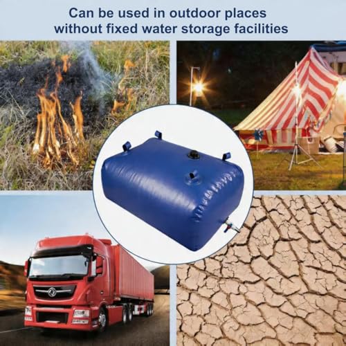 Image of Water Storage Bladder Portable Heavy-Duty - 63.4Gal /240L with Stainless Steel Fittings, Leak-Proof & Durable - Portable Tank for Emergency, Farming, Irrigation Use(Glossy Surface)