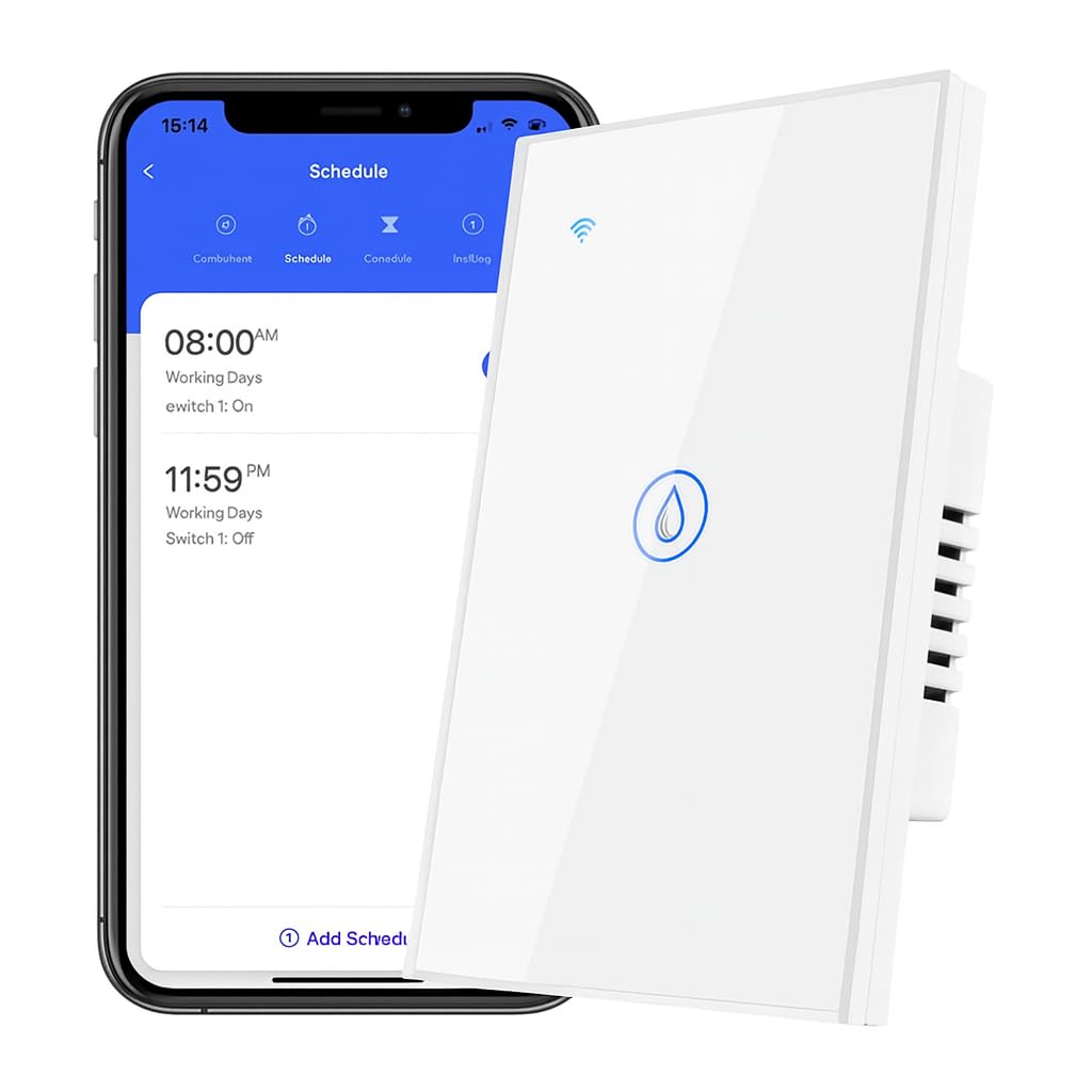 40Amp Smart Water Heater Switch, 100/240V, 8000W, Requires Neutral Wire, 2.4GHz Wi-Fi, Compatible with Alexa & Google Home, Upgraded (No Ground Wire), Pearl White