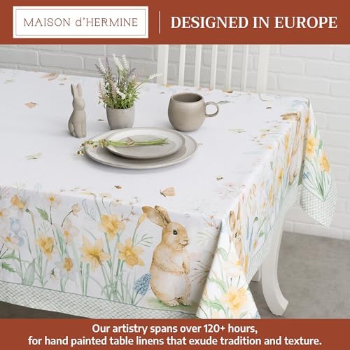 Maison d' Hermine Table Cloth Rectangle Table 100% Cotton 54 x 72 Inches Tablecloth Reusable Decorative for Dining Kitchen Room Farmhouse Party Home Hotel Restaurant Spring Summer - Easter Dew - 1