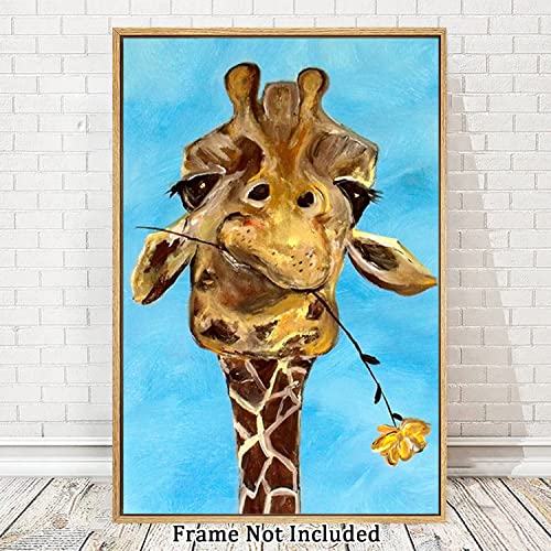 Eorntdy Canvas Wall Art Unframe Watercolor Giraffe Head Pictures Painting Canvas Paintings Funny Animal Wall Art For Living Room Bathrooms Home Modern Office Decor Canvas Art Wall Decor 08X12Inch #TOP6