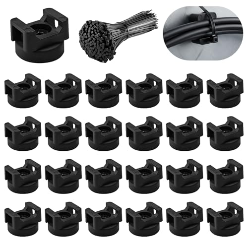 24pcs 22mm Magnetic Zip Tie Mount Multi-Functional Cable Holder Suitable for Industrial Cable Management and Home Cable Organizing. 24 Mounts and 100 Nylon Cable Ties