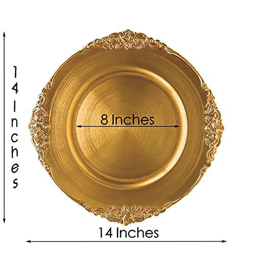 Henilosson Gold Charger Plates - Antique Plate Chargers For Dinner Plates - Set Of 6 Dinner Chargers (6, Gold) #TOP1