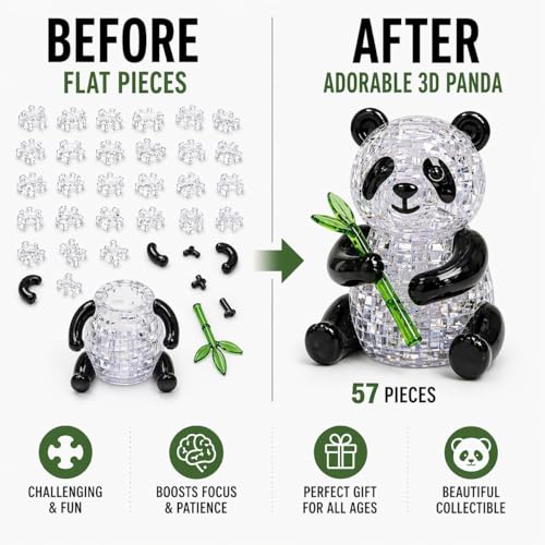 Image of The Clearly Impossible Puzzle 100, 200, 500, 1000 Pieces Hard Puzzle for Adults Cool Difficult Clear Brain Teaser - Difficult Funny for Adults (Panda 3D Edition)