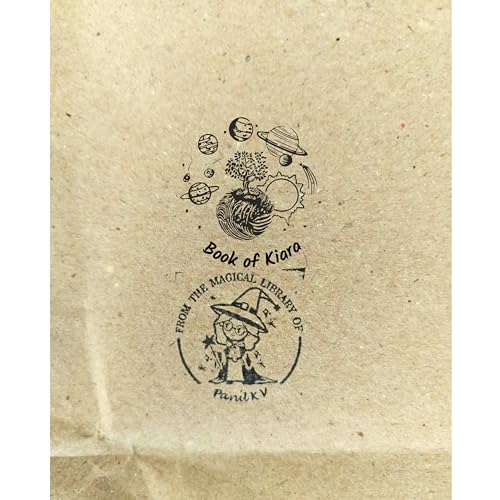Image of Kunya Personalised Book Stamp with Your Name(3.5 cm Dia), customised for Stamping Books for Readers, Great Gift for booklovers, Kids, Teachers (Space Dreamer)