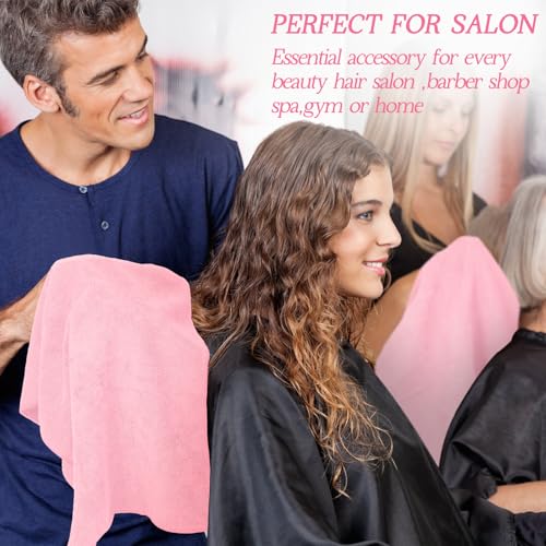 Image of Shimeyao 40 Pack Bleach Proof Towels Microfiber Absorbent Resistant Hair Hand Towels Bulk Quick Dry for Barber Gym Bath Spa Shaving (Dark Pink,16 x 29 Inch)